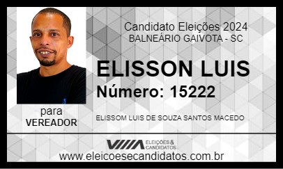 Candidato ELISSON LUIS 2024 - BALNEÁRIO GAIVOTA - Eleições