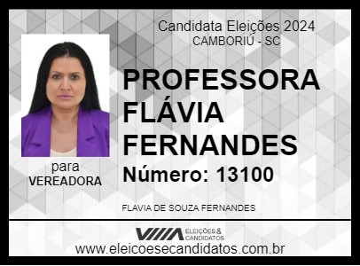 Candidato PROFESSORA FLÁVIA FERNANDES 2024 - CAMBORIÚ - Eleições