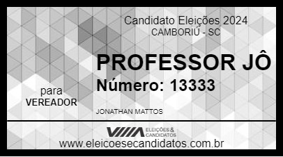 Candidato PROFESSOR JÔ 2024 - CAMBORIÚ - Eleições