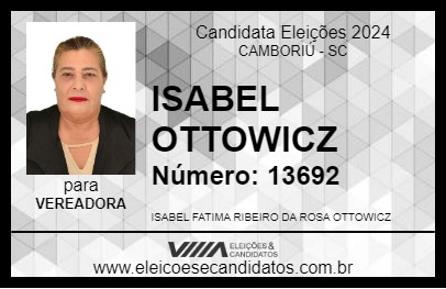 Candidato ISABEL OTTOWICZ 2024 - CAMBORIÚ - Eleições