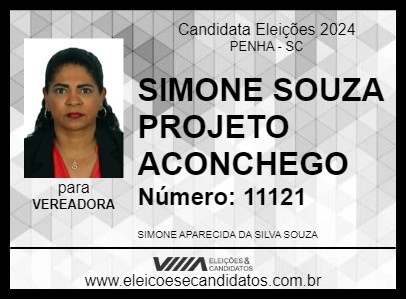 Candidato SIMONE SOUZA PROJETO ACONCHEGO 2024 - PENHA - Eleições