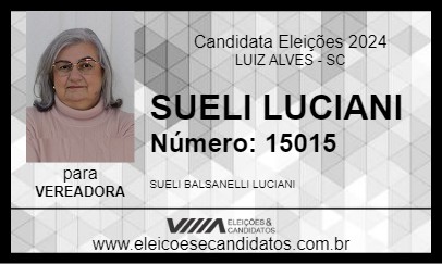 Candidato SUELI LUCIANI 2024 - LUIZ ALVES - Eleições