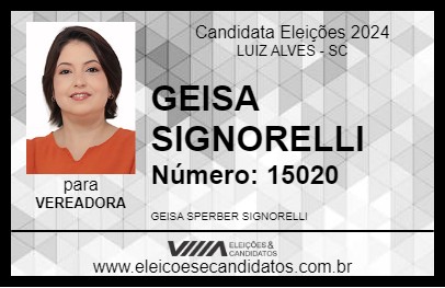 Candidato GEISA SIGNORELLI 2024 - LUIZ ALVES - Eleições