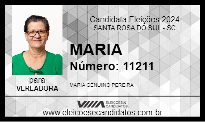 Candidato MARIA 2024 - SANTA ROSA DO SUL - Eleições