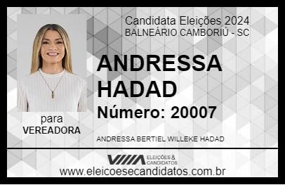 Candidato ANDRESSA HADAD 2024 - BALNEÁRIO CAMBORIÚ - Eleições