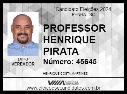 Candidato PROFESSOR HENRIQUE PIRATA 2024 - PENHA - Eleições