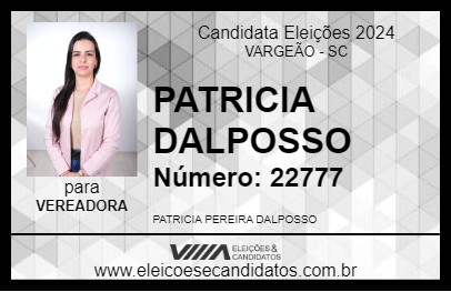 Candidato PATRICIA DALPOSSO 2024 - VARGEÃO - Eleições