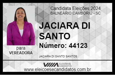 Candidato JACIARA DI SANTO 2024 - BALNEÁRIO CAMBORIÚ - Eleições