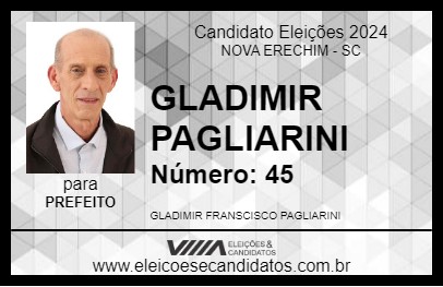 Candidato GLADIMIR PAGLIARINI 2024 - NOVA ERECHIM - Eleições