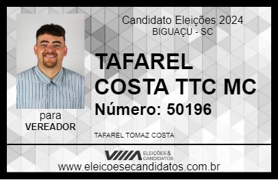 Candidato TAFAREL COSTA TTC MC 2024 - BIGUAÇU - Eleições