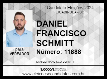 Candidato DANIEL FRANCISCO SCHMITT 2024 - GUABIRUBA - Eleições