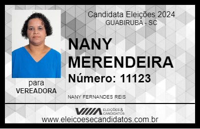 Candidato NANY MERENDEIRA 2024 - GUABIRUBA - Eleições