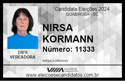 Candidato NIRSA KORMANN 2024 - GUABIRUBA - Eleições