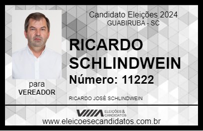 Candidato RICARDO SCHLINDWEIN 2024 - GUABIRUBA - Eleições