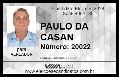 Candidato PAULO DA ÁGUA 2024 - GUABIRUBA - Eleições