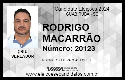 Candidato RODRIGO MACARRÃO 2024 - GUABIRUBA - Eleições