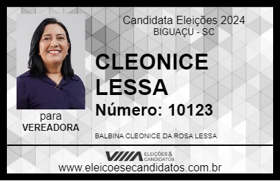 Candidato CLEONICE LESSA 2024 - BIGUAÇU - Eleições