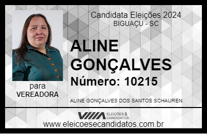 Candidato ALINE GONÇALVES 2024 - BIGUAÇU - Eleições