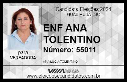 Candidato ENF ANA TOLENTINO 2024 - GUABIRUBA - Eleições