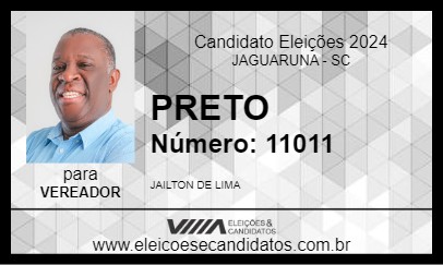 Candidato PRETO 2024 - JAGUARUNA - Eleições