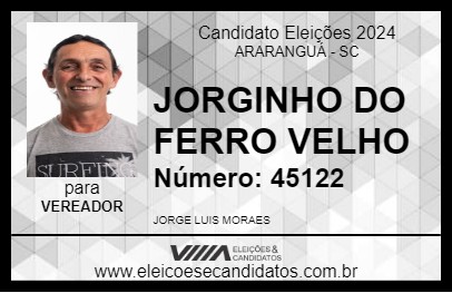 Candidato JORGINHO DO FERRO VELHO 2024 - ARARANGUÁ - Eleições