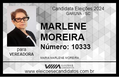 Candidato MARLENE MOREIRA 2024 - GARUVA - Eleições