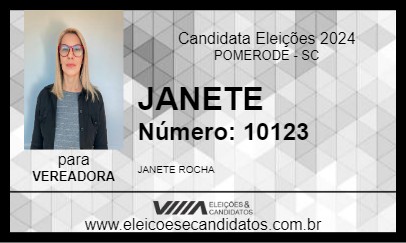 Candidato JANETE 2024 - POMERODE - Eleições