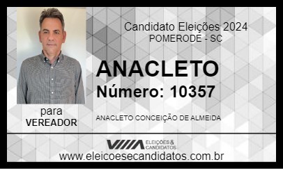 Candidato ANACLETO 2024 - POMERODE - Eleições