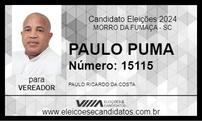 Candidato PAULO PUMA 2024 - MORRO DA FUMAÇA - Eleições