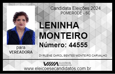 Candidato LENINHA MONTEIRO 2024 - POMERODE - Eleições