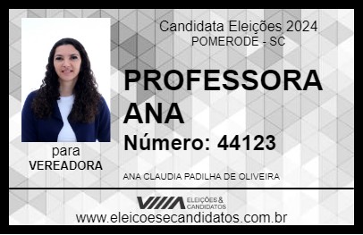 Candidato PROFESSORA ANA 2024 - POMERODE - Eleições