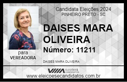 Candidato DAISES MARA OLIVEIRA 2024 - PINHEIRO PRETO - Eleições