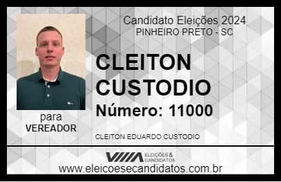 Candidato CLEITON CUSTODIO 2024 - PINHEIRO PRETO - Eleições