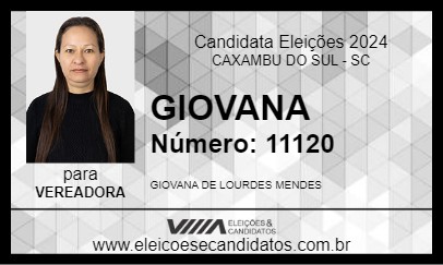 Candidato GIOVANA 2024 - CAXAMBU DO SUL - Eleições