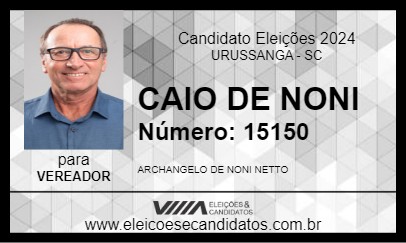 Candidato CAIO DE NONI 2024 - URUSSANGA - Eleições