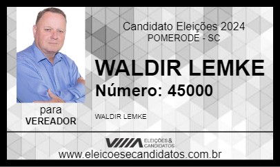 Candidato WALDIR LEMKE 2024 - POMERODE - Eleições