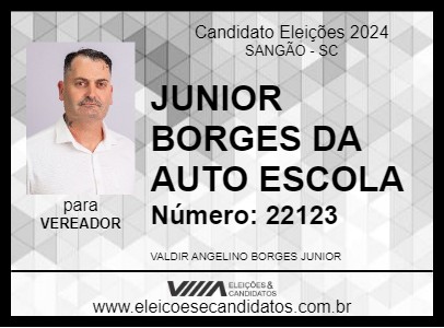 Candidato JUNIOR BORGES DA AUTO ESCOLA 2024 - SANGÃO - Eleições