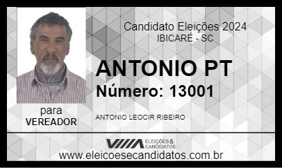 Candidato ANTONIO PT 2024 - IBICARÉ - Eleições