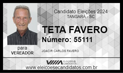 Candidato TETA FAVERO 2024 - TANGARÁ - Eleições