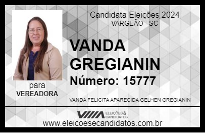 Candidato VANDA GREGIANIN 2024 - VARGEÃO - Eleições