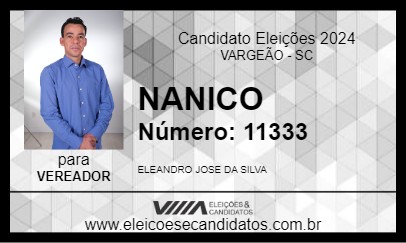 Candidato NANICO 2024 - VARGEÃO - Eleições