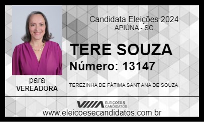 Candidato TERE SOUZA 2024 - APIÚNA - Eleições