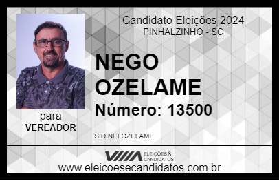 Candidato NEGO OZELAME 2024 - PINHALZINHO - Eleições