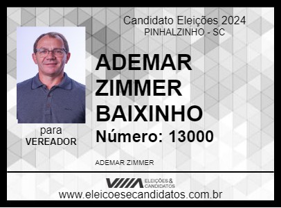 Candidato ADEMAR ZIMMER BAIXINHO 2024 - PINHALZINHO - Eleições