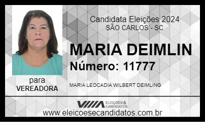 Candidato MARIA DEIMLIN 2024 - SÃO CARLOS - Eleições