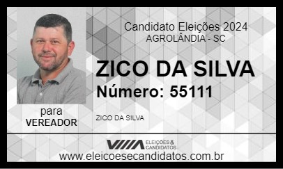 Candidato ZICO DA SILVA 2024 - AGROLÂNDIA - Eleições