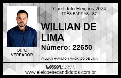 Candidato WILLIAN DE LIMA 2024 - TRÊS BARRAS - Eleições