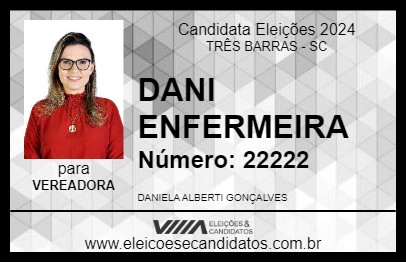 Candidato DANI ENFERMEIRA 2024 - TRÊS BARRAS - Eleições