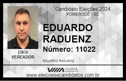 Candidato EDUARDO RADUENZ 2024 - POMERODE - Eleições