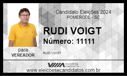 Candidato RUDI VOIGT 2024 - POMERODE - Eleições